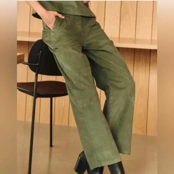 PACT Women’s Modern Corduroy Wide Leg High Waist Pant in Olive Green size small - Picture 7 of 7